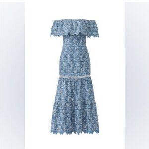 SAYLOR Blue Strapless Lace Dress (A069)